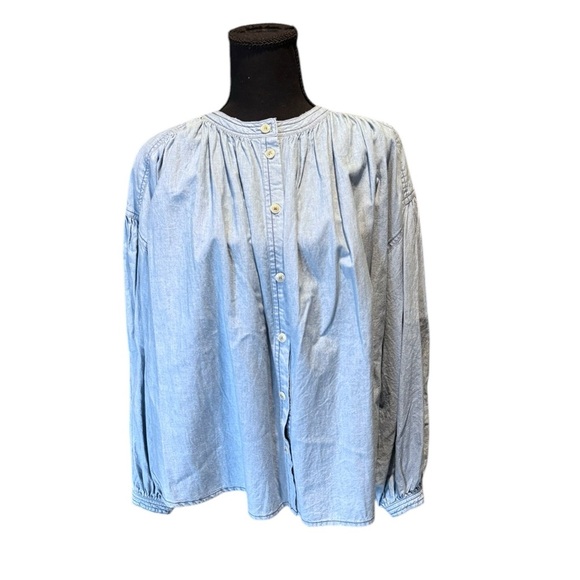 We The Free Womens Light Blue Button-Up Oversized Balloon Sleeve Small D76 - Picture 2 of 9